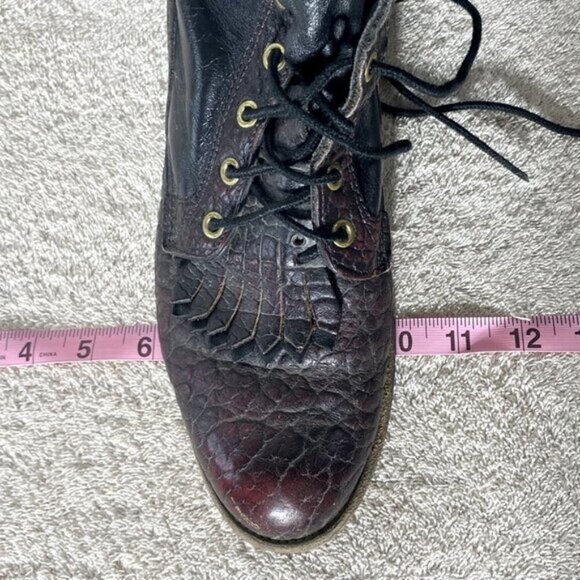 Vintage Justin Boots Pebbled Brown Burgundy Leather Packer Boots 7 - Picture 10 of 15